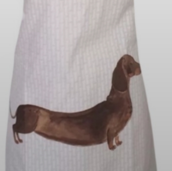 ππΆSo very cute π πRED DACHSHUND onπΎAPRON πbone motif - Picture 2 of 12